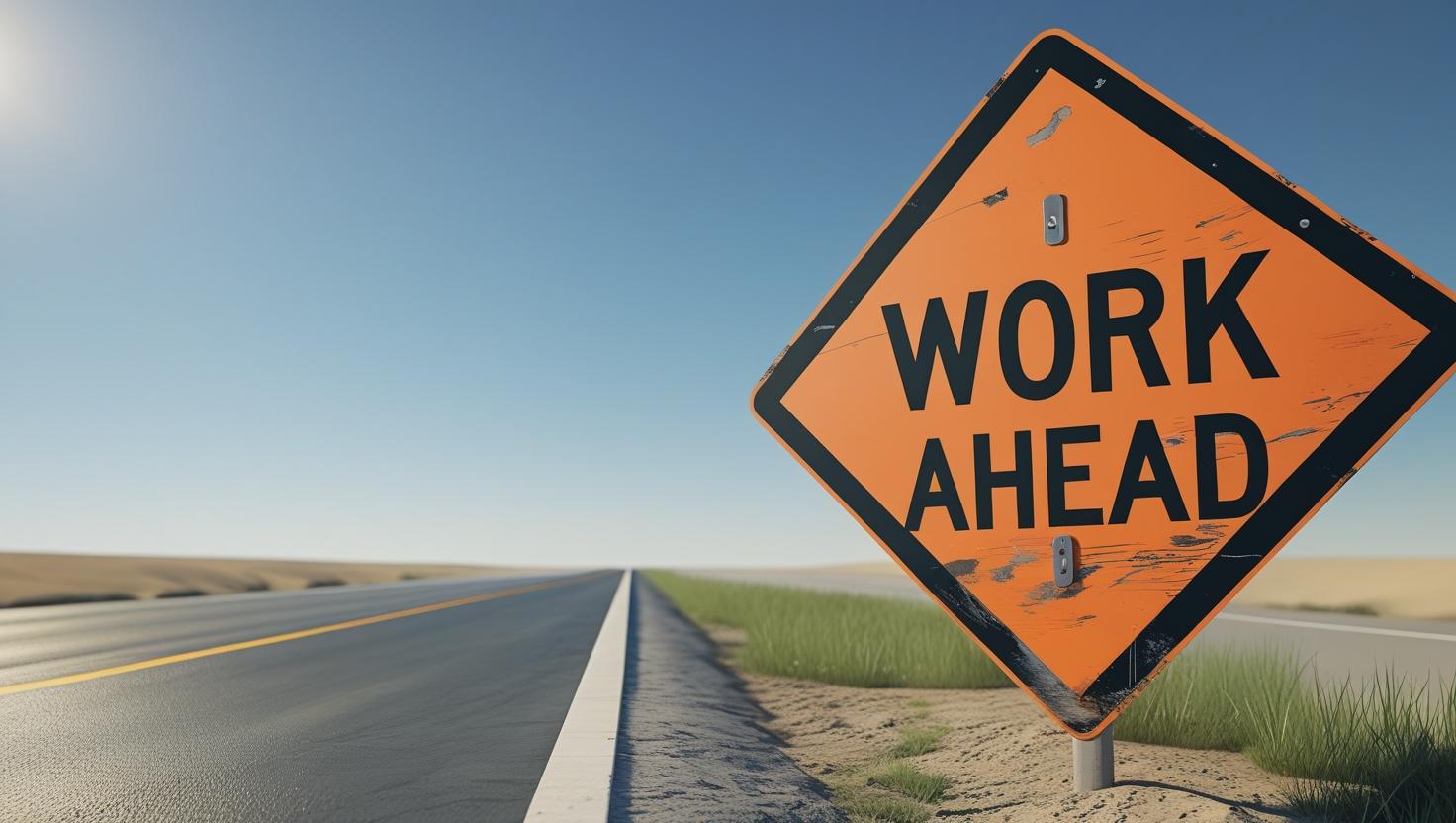 Road Work Ahead sign